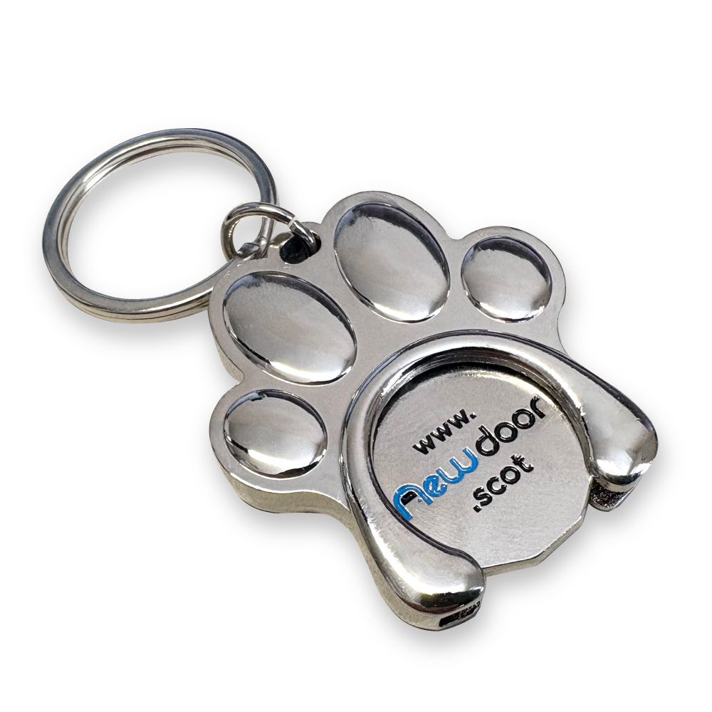 Paw Shaped Trolley Coin Keyring (Stamped Iron Soft Enamel Infill) - PSTCK-E