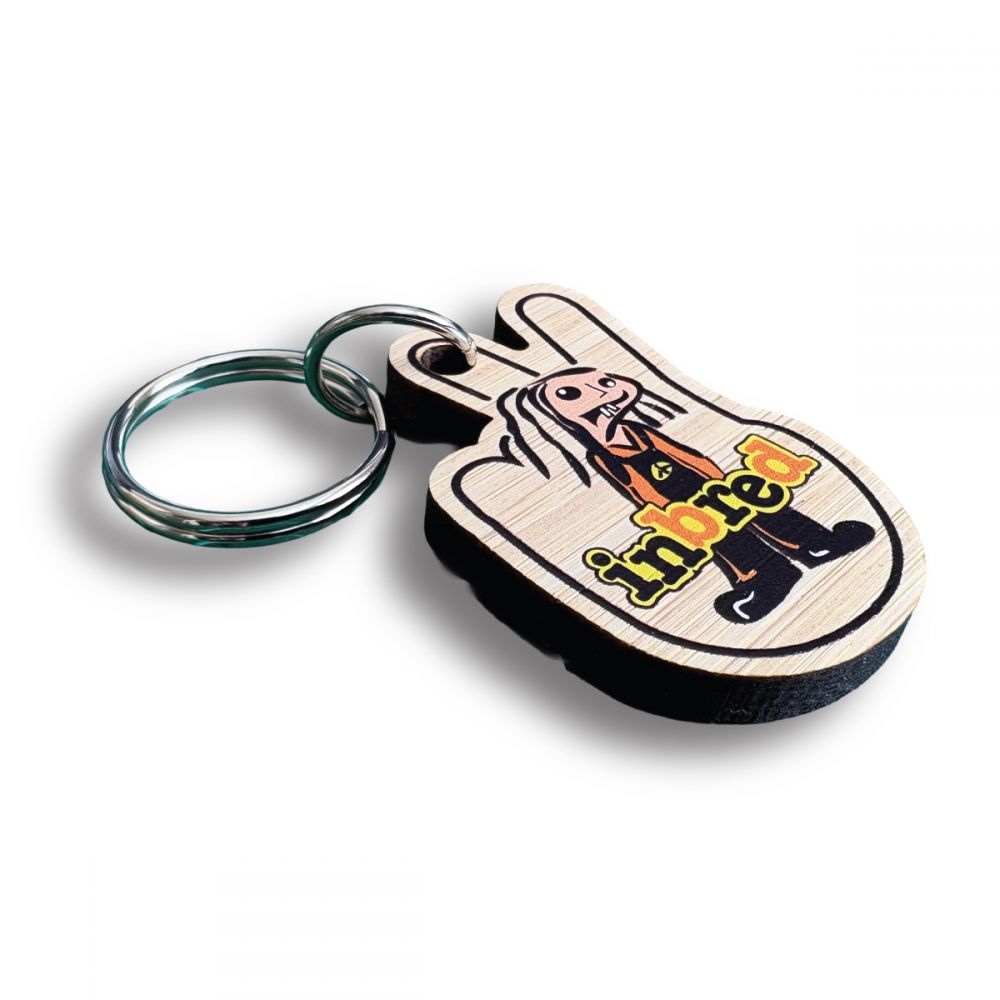Printed Bamboo Keyring  UK Made  Bespoke 50mm 