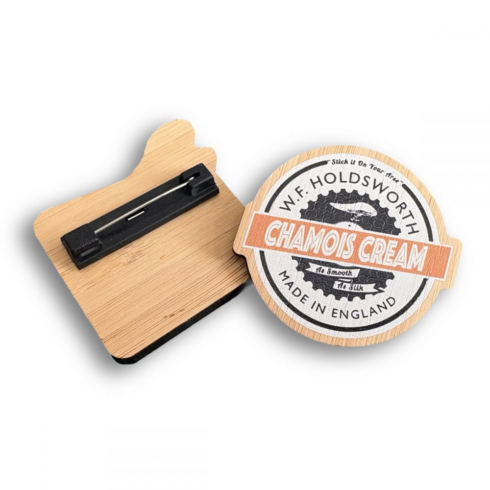 Printed Bamboo Pin Badge  UK Made  Bespoke 50mm 