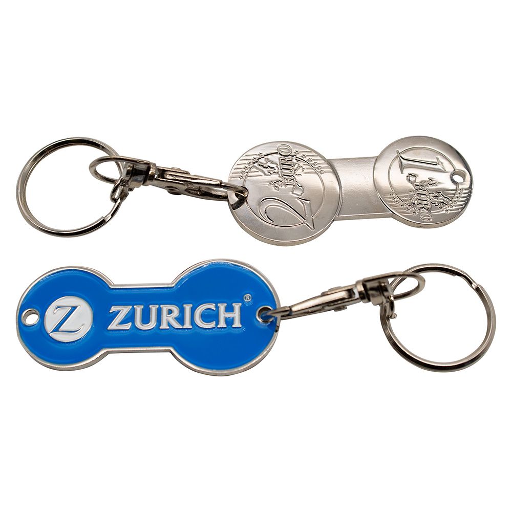 Dog Bone Trolley Coin Keyring  Stamped Enamel 