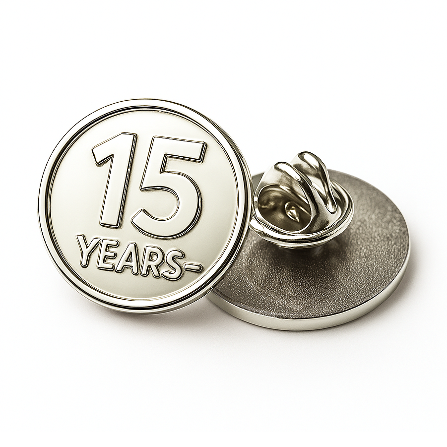 Stamped Metal Badge  15mm 