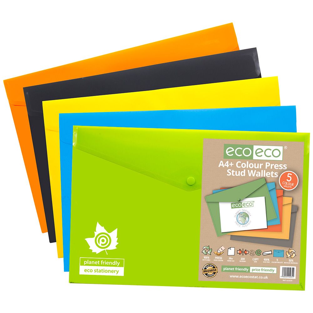 Eco-Eco A4 50  Recycled Press Stud Wallets